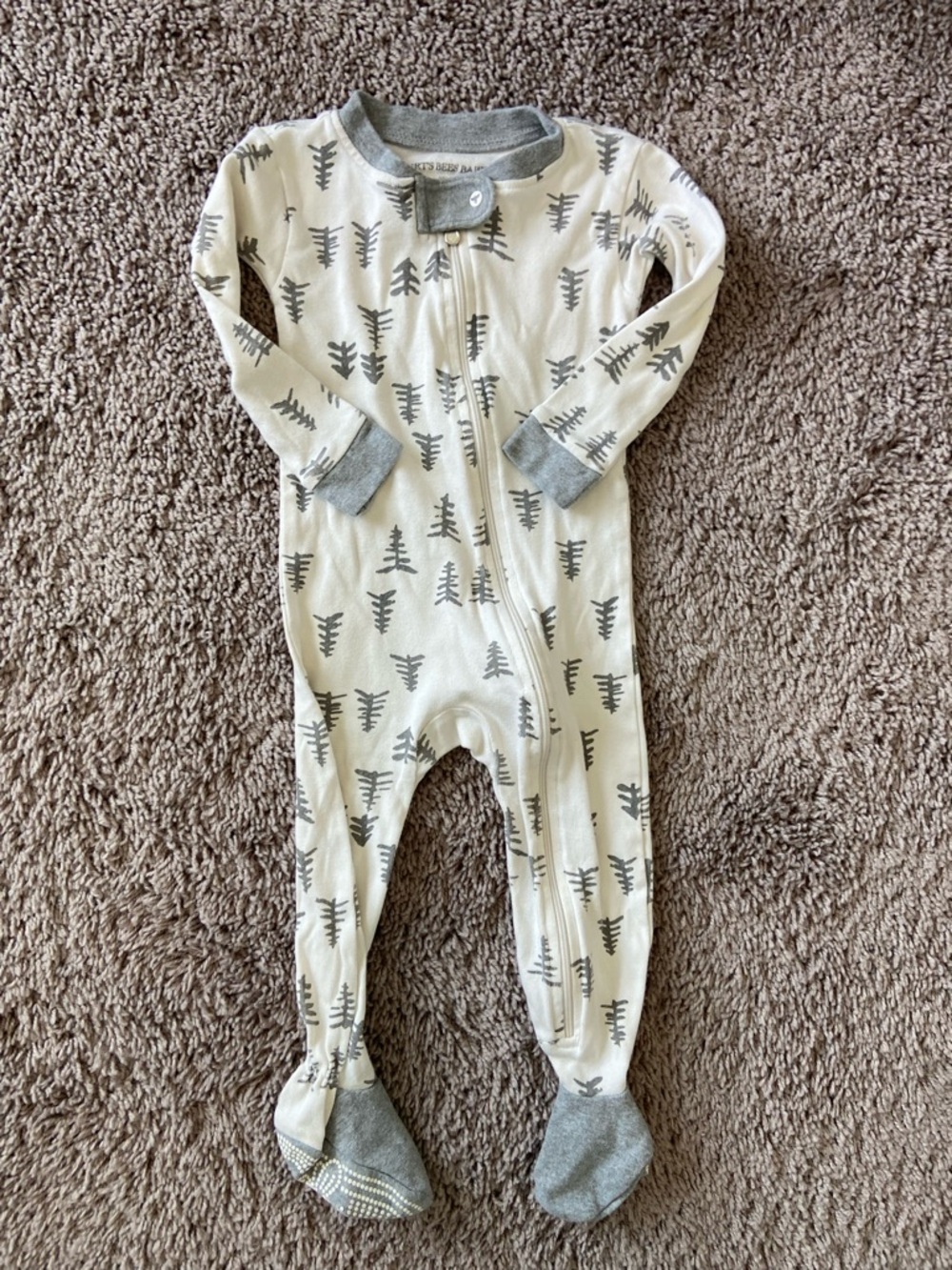 Burt’s Bees 12M Zippered Footie Tree Print | Gender Neutral Print